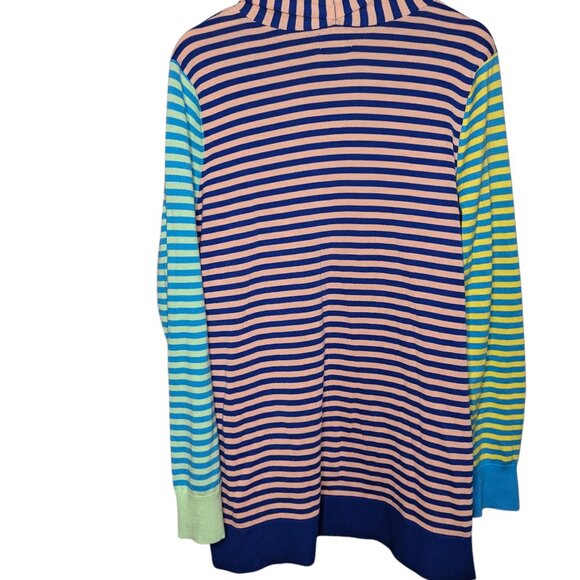 Lands' End Womens Whimsy Multicolor Striped Open Front Cardigan Sweater Large - Picture 4 of 6